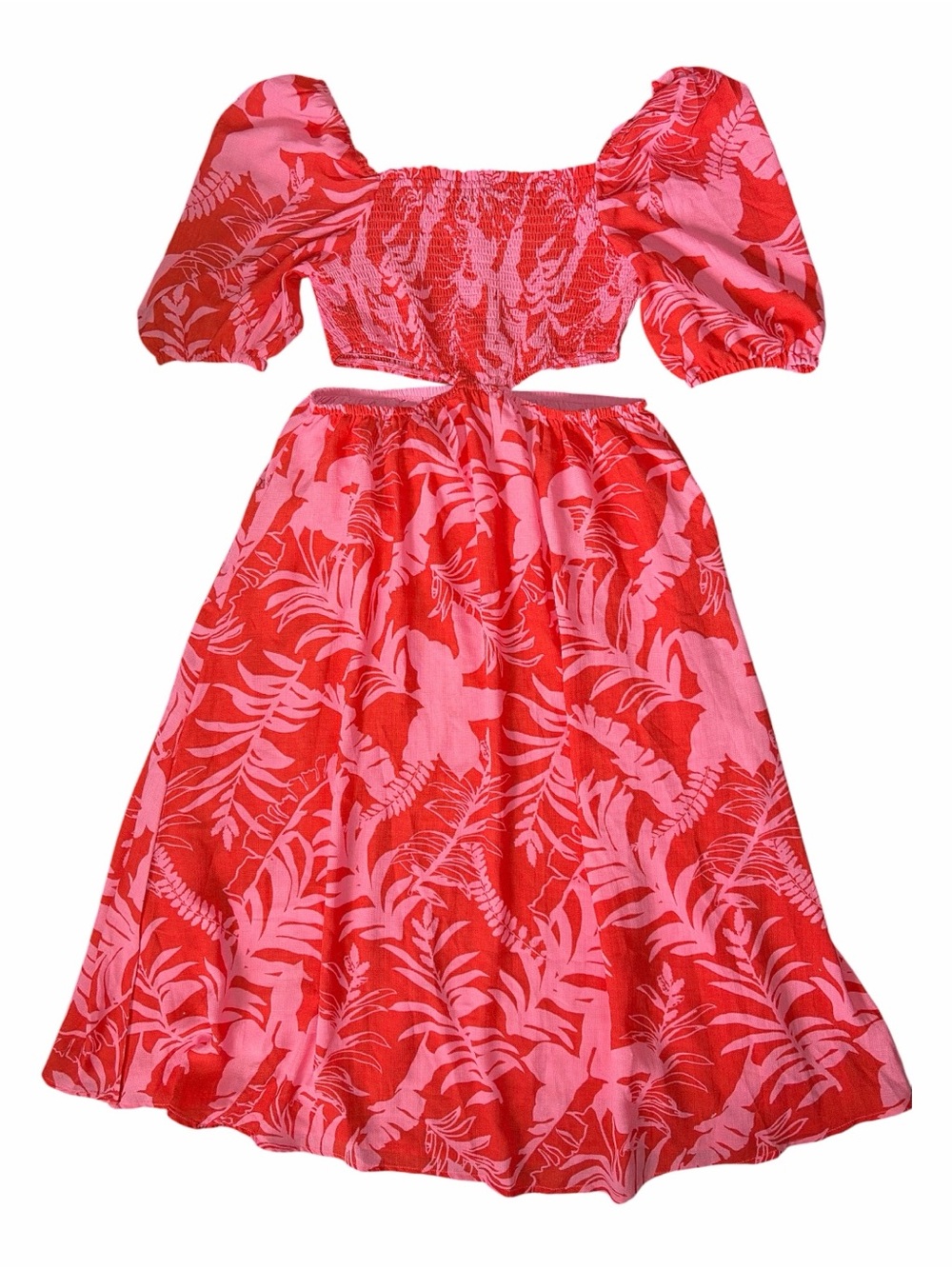 Vici Pink and Red Tropical Print Split-Side Maxi Dress - Women’s Size Large